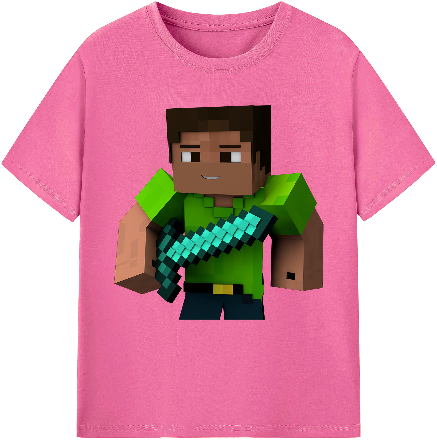 （画像用） マインクラフト ブロックの世界 Minecraft MC Block world レディースカジュアルプリントTシャツ（綿100％）